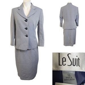 Le Suit skirt suit size 10 blue white‎ knee length office church